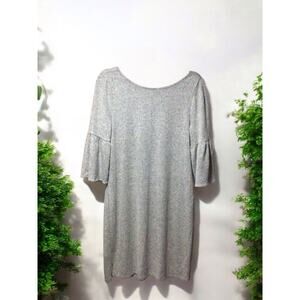 White House Black Market Womens Grey Bell Sleeve Bow Back Dress Medium
